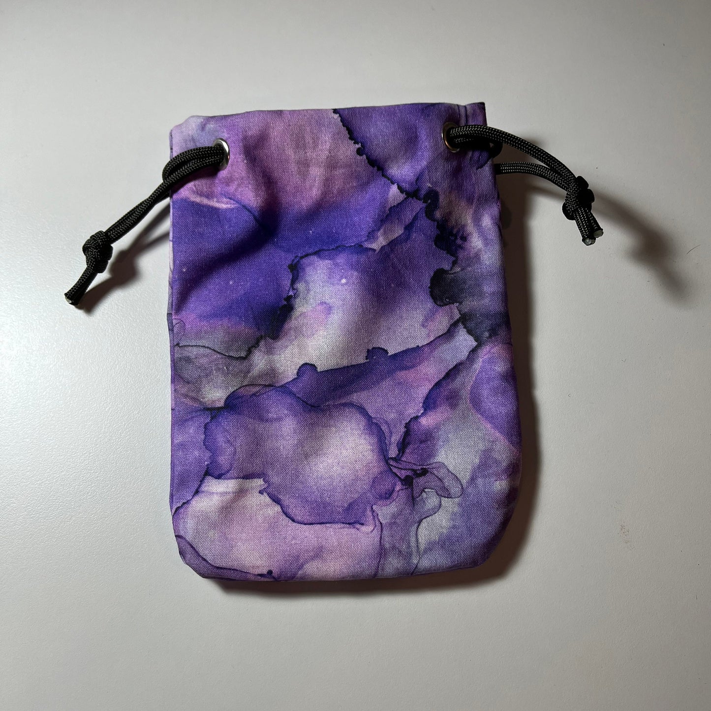 Purple Tie-Dye Dice Bag with Paracord Draw String