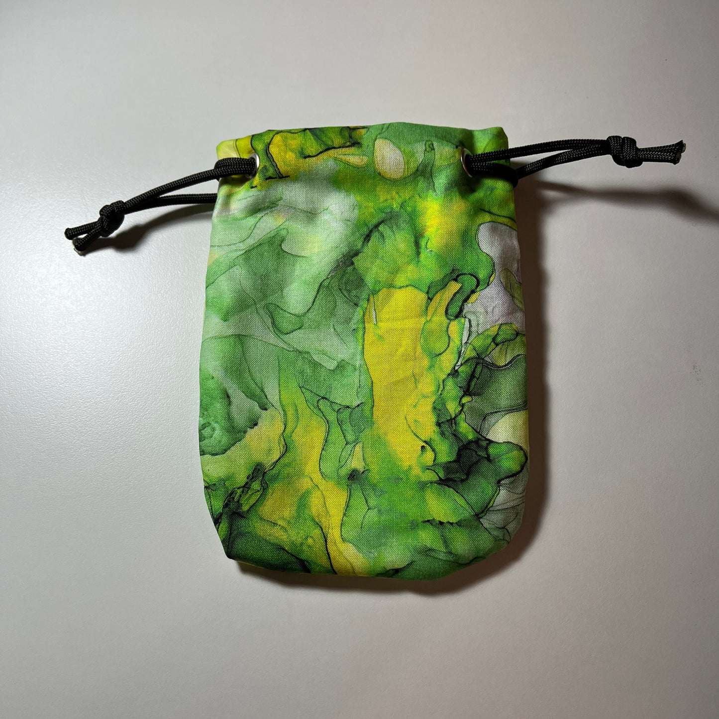 Green Tie-Dye Dice Bag with Paracord Draw String