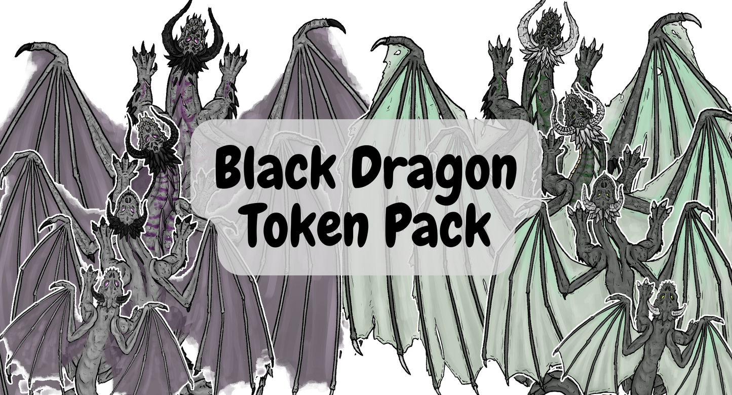 Black Dragon Token Pack | Printable Monster Tokens
